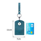 Leather keychain access card ic bus card elevator induction protective cover genuine leather fit 18mm snap button jewelry