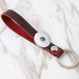 DIY horseshoe buckle leather keychain for men and women with retro simple high-end leather car keychain fit 18mm snap button jewelry