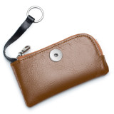 Oil wax retro coin purse key case men's ultra-thin first layer cowhide coin bag storage bag genuine leather fit 18mm snap button jewelry