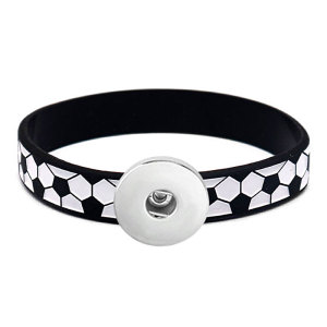 Baseball Football Silicone Bracelet  fit 20mm snaps  jewelry