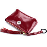 Genuine Leather Retro oil wax leather coin purse handmade storage bag simple mini leather coin purse multifunctional fit 18mm snap button jewelry