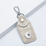 Access control key chain integrated leather creative mini small rectangular drop-shaped protective cover access control card sleeve fit 18mm snap button jewelry