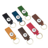 Genuine Leather keychain pendant handmade retro small gift leather car keychain fit 18mm snap button jewelry