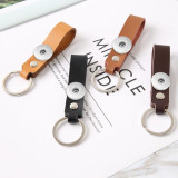 Vintage Leather Keychain Personality Creative Keychain fit 18mm snap button jewelry