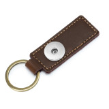 Genuine Leather keychain pendant handmade retro small gift leather car keychain fit 18mm snap button jewelry
