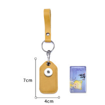 Leather keychain access card ic bus card elevator induction protective cover genuine leather fit 18mm snap button jewelry