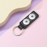 PU Leather Keychain Double Sided Car Line Small Gift Metal Pendant Car Keychain fit 18mm snap button jewelry