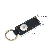 Genuine Leather keychain pendant handmade retro small gift leather car keychain fit 18mm snap button jewelry