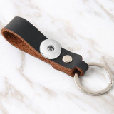Wear belt waist car keychain Genuine leather single ring creative personality small gift simple fashion fit 18mm snap button jewelry