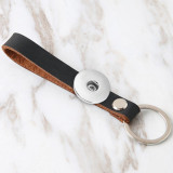 DIY horseshoe buckle leather keychain for men and women with retro simple high-end leather car keychain fit 18mm snap button jewelry