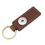 Genuine Leather keychain pendant handmade retro small gift leather car keychain fit 18mm snap button jewelry