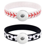 Baseball Football Silicone Bracelet  fit 20mm snaps  jewelry
