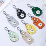 Access control key chain integrated leather creative mini small rectangular drop-shaped protective cover access control card sleeve fit 18mm snap button jewelry