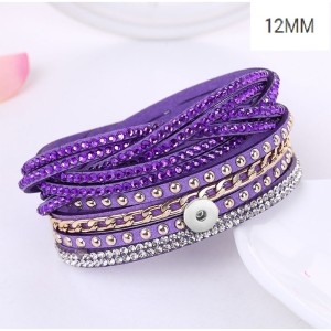 Flannel multi-layer hot diamond bracelet multi-row diamond bracelet fit 12mm snap button jewelry