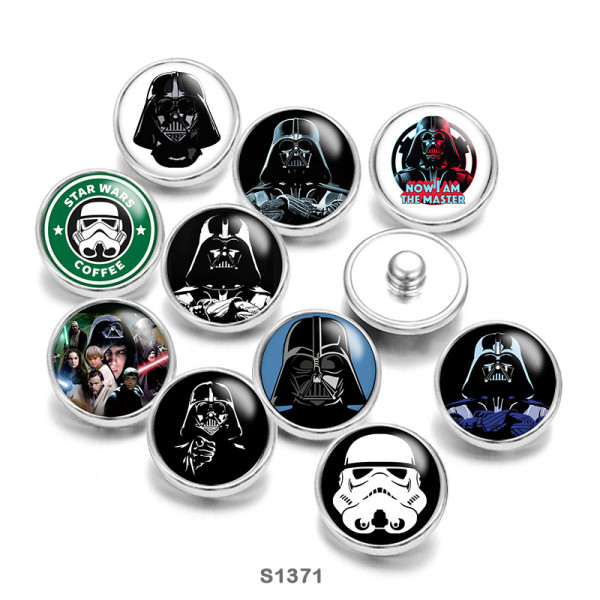 20MM famous movie star wars Print glass snaps buttons