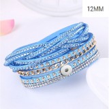 Flannel multi-layer hot diamond bracelet multi-row diamond bracelet fit 12mm snap button jewelry