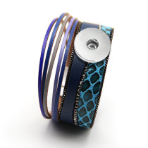 Fashion diamond-encrusted leather bracelet multi-layer PU leather rope magnet buckle bracelet creative winding bracelet fit 18mm snap button jewelry
