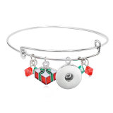 hristmas Bracelet Alloy Christmas Tree Drip Pendant Christmas Bracelet Silver fit 18mm snap button jewelry