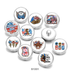20MM Mama USA Print glass snaps buttons