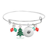 hristmas Bracelet Alloy Christmas Tree Drip Pendant Christmas Bracelet Silver fit 18mm snap button jewelry