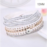 Flannel multi-layer hot diamond bracelet multi-row diamond bracelet fit 12mm snap button jewelry