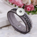 20.5CM MULTI COLORS Fleece Leather Rhinestone Bracelet fit 18mm snap button jewelry