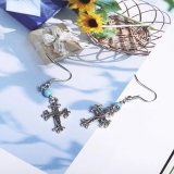 Carved Cross Turquoise Earrings