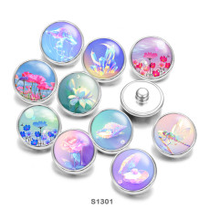 20MM Flower shell Print glass snaps buttons
