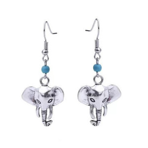 Boho Elephant Pendant Turquoise Earrings