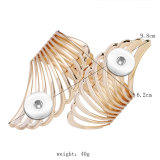 Wings Pop Bracelet Fashion Feather MAetal Texture Open Bracelet fit 18mm snap button jewelry