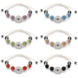 MIX 6PCS Braided Bracelet Bracelet Fits 20mm Snap Jewelry