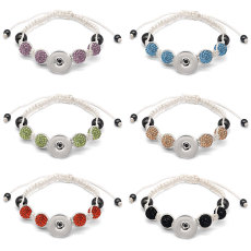 MIX 6PCS Braided Bracelet Bracelet Fits 20mm Snap Jewelry