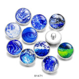 20MM Blue pattern Print glass snaps buttons