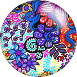 20MM Colorful Flower  pattern Print glass snaps buttons