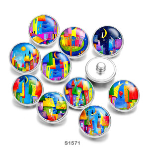 20MM color pattern Print glass snaps buttons