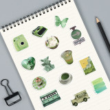 60pcs green small fresh graffiti decorative suitcase notebook waterproof detachable stickers