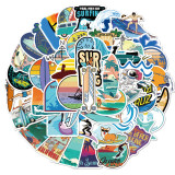 50pcs summer beach surfing graffiti stickers decorative suitcase notebook waterproof detachable stickers