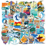 50pcs summer beach surfing graffiti stickers decorative suitcase notebook waterproof detachable stickers