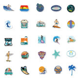 50pcs summer beach surfing graffiti stickers decorative suitcase notebook waterproof detachable stickers