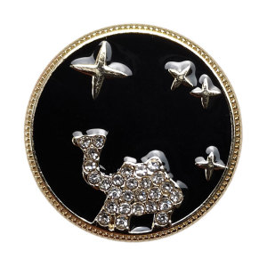 20MM Camel embossed metal buttons set with diamonds Black and white oil-pointed snaps