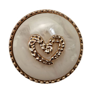 20MM LOVE Snap button heart pearl tooth edge metal button women's coat button