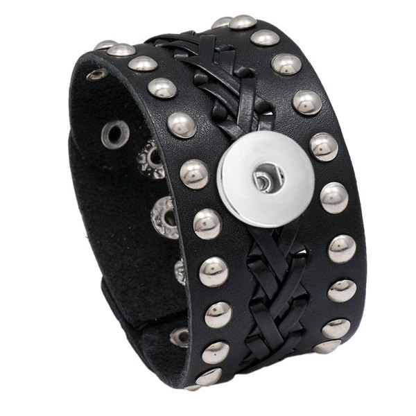 Vintage Adjustable Leather Bracelet Fashion Jewelry Men's Bracelet 20mm snaps jewelry