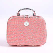 Stone pattern makeup box large capacity portable makeup women's bag with mirror storage makeup box fit 18mm snap button jewelry
