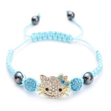 Soft clay filled with diamond ball woven Shambhala cat head bracelet crystal jewelry