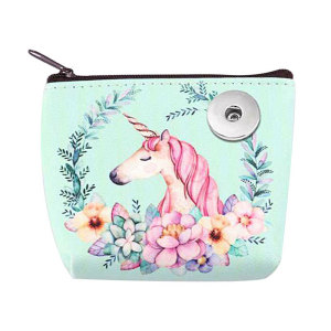 20mm snap button Unicorn Coin Purse Headphone PVC Candy Color Small Coin Purse