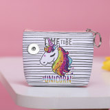 Cartoon Unicorn Cosmetic Organizer Holding Waterproof Travel Toiletry Bag 20mm snap button jewelry