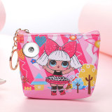 Cartoon girl cute mini coin purse cosmetic storage bag 20mm snap button jewelry