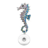 New cartoon corsage rhinestone seahorse shape brooch 20MM snap button