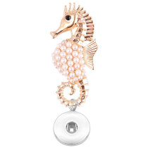 Animal series pearl sea horse brooch brooch 20MM snap button