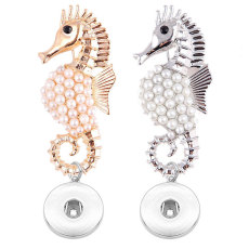 Animal series pearl sea horse brooch brooch 20MM snap button